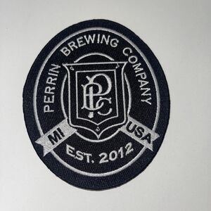 Perrin Brewing Company Michigan USA Oval Black Iron On Patch-New